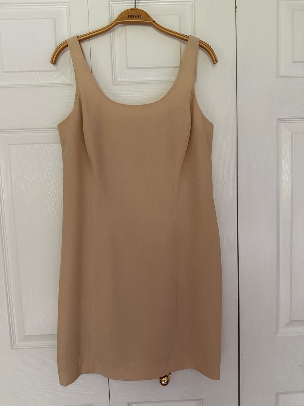 Jones New York Beige Scoop Neck Mini Dress